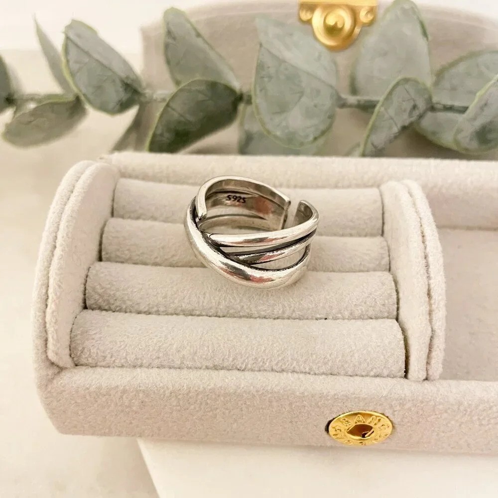 925 Sterling Silver Chunky Wrap Ring Minimalist Thick Bold Ring - Picture 6 of 7